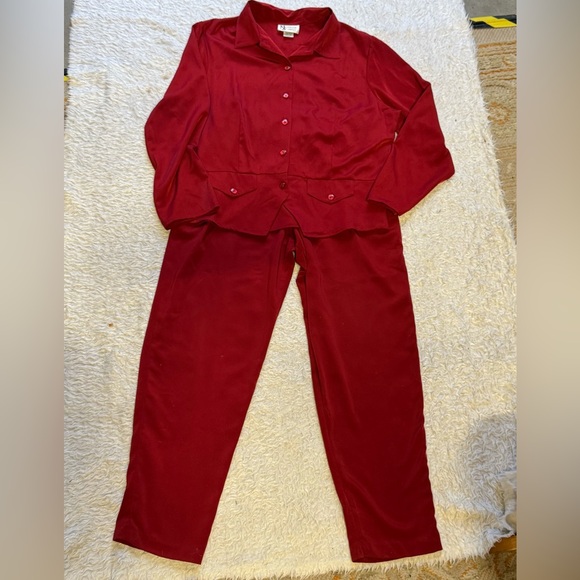 Red Two-Piece Button-Up Set - Picture 3 of 7